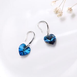 Pendientes De Gota Plata De Ley 925 Forma De Corazón Azul - Imagen 4