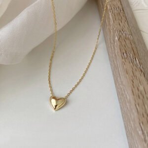Collar corazón PVD oro auténtico acero 304 cierre langosta