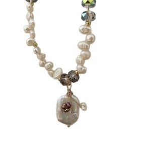 Collar Perlas de Agua Dulce Acero Titanio Cadena con cuentas Enchapado - Imagen 5