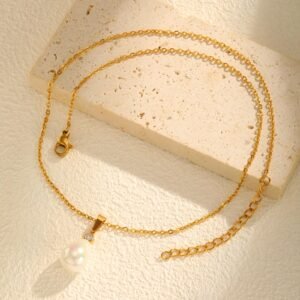 Collar Colgante Recubrimiento PVD Chapado En Oro Auténtico 18k Gotitas De Agua - Imagen 3