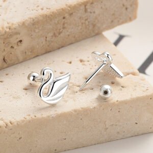 Pendientes de hilo de cisne de Plata de Ley 925 para mujer (Plata) - Imagen 3