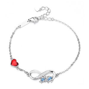 Pulsera de circonita 925 de Plata de Ley  con diseño de corazón para mujer - Imagen 3