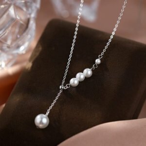 Collar En Forma De Y De Ley 925 Perla De Imitación - Imagen 5