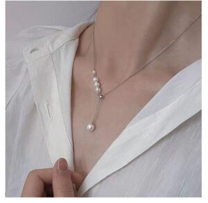 Collar En Forma De Y De Ley 925 Perla De Imitación - Imagen 6