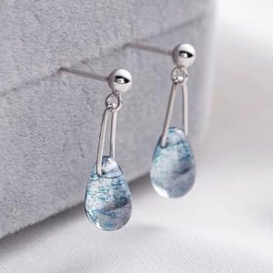 Pendientes Gotitas De Agua Plata De Ley 925 Acrílico - Imagen 4