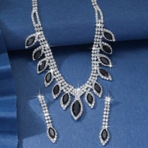 Juego De Joyas Estilo Europeo/Americano, Pendientes, Collar Y Pulsera Diseño De Diamante - Imagen 3