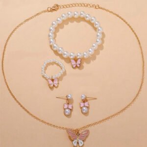 Juego infantil mariposa zodiaco collar y aretes con perlas - Imagen 3