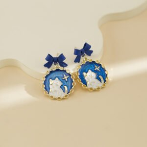Pendientes Clip-On Elegantes Para Mujer Con Diseño De Mariposa Y Gato - Imagen 3