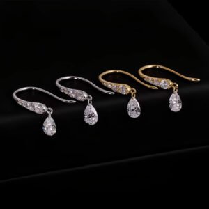 Pendientes De Trenzado Con Zirconia De Agua Francesa S925 Plata 14K (Oro) - Imagen 3