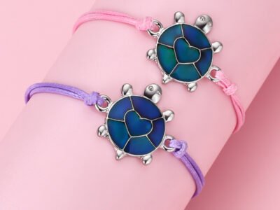 Pulsera De Aleación Para Niños Con Diseño de Tortuga Cambio De Color Sensorial (dos unidades)