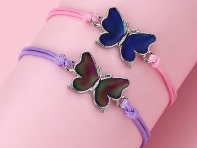 Pulsera De Aleación Para Niños Con Diseño de Mariposa Cambio De Color Sensorial (dos Unidades)