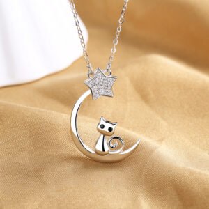 Collar De Gato Lindo En Plata S925 Estilo Coreano Para Mujeres