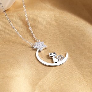 Collar De Gato Lindo En Plata S925 Estilo Coreano Para Mujeres - Imagen 3