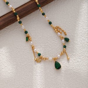 Collar De Lujo Vintage Francés Estilo Corte Con Strass De Zirconia Y Perla Natural