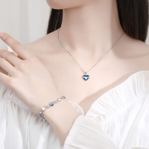 Collar de corazón de plata esterlina 925 para mujeres con colgante de cristal austriaco