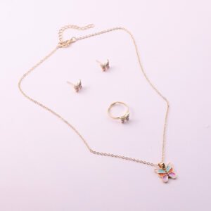 Juego infantil estrella mariposa collar aretes anillo - Imagen 3