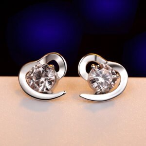 Pendientes De Corazón De Plata 925 Estilo Coreano Para Mujeres (pequeño) - Imagen 3