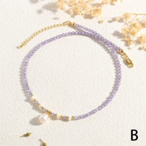 Collar Perlas de Agua Dulce Piedra Cobre chapados en oro de 18k