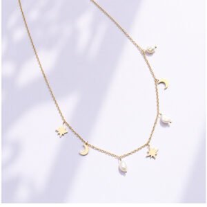 Collar Recubrimiento PVD Chapado En Oro Auténtico Oro De 18 Quilates Estrella Acero Inoxidable 304 - Imagen 3