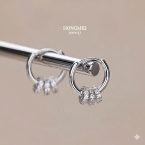 Pendientes De Plata De Ley S925 Con Pintura De Oro 18K Para Mujer Color Plata