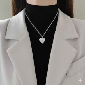 Collar Colgante Recubrimiento PVD Chapado Estrella Forma De Corazón