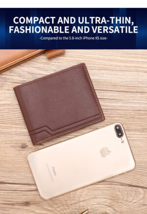 Billetera horizontal ultrafina para hombre, color solido - Imagen 3