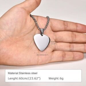 Collar Unisex Musical – Corazon con Abalorios de Guitarra en Acero Inoxidable - Imagen 4